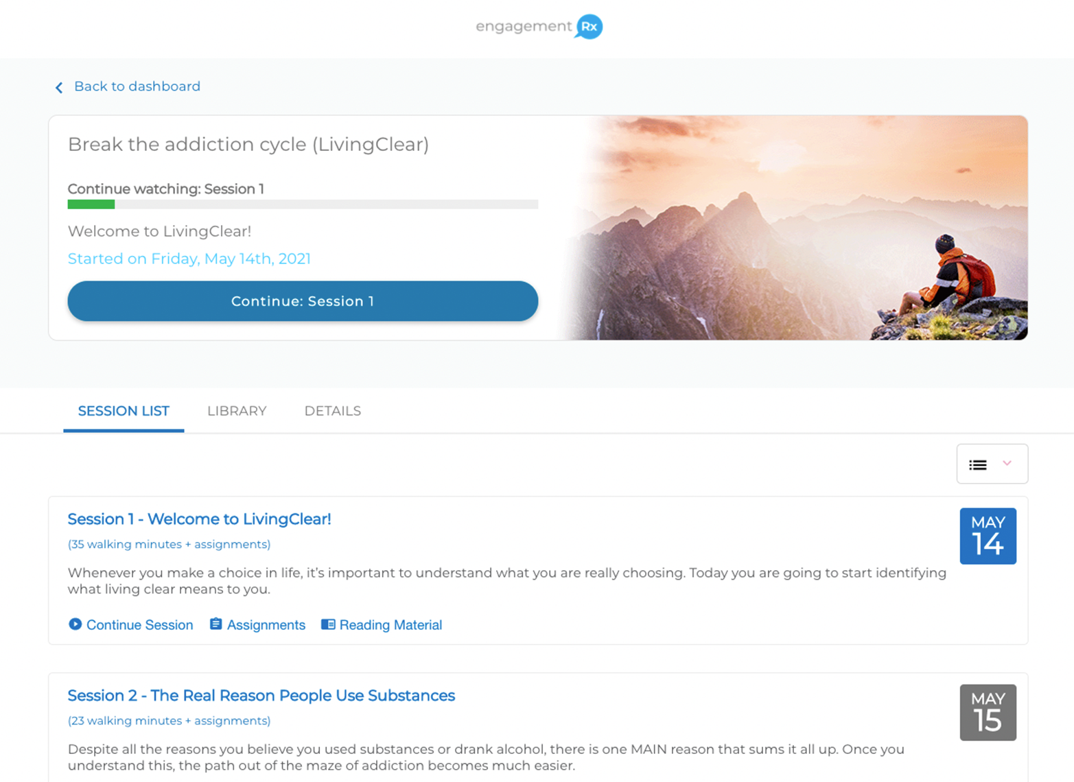 screenshot of Engagement Rx